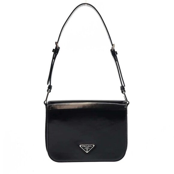 Prada Handbags - Prada Brushed Leather Shoulder Bag Black
